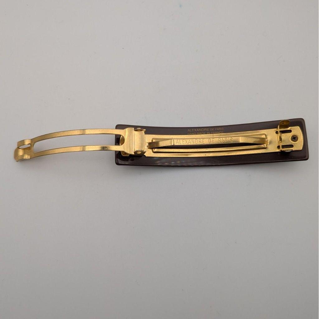 Used Alexandre De Paris Barrette Hair Clip Beige