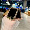 Ring Holder Diamond Case For Samsung Galaxy Z Flip 6 5 4 Zflip 5 Zflip 4 3 Bling Electroplating Cover