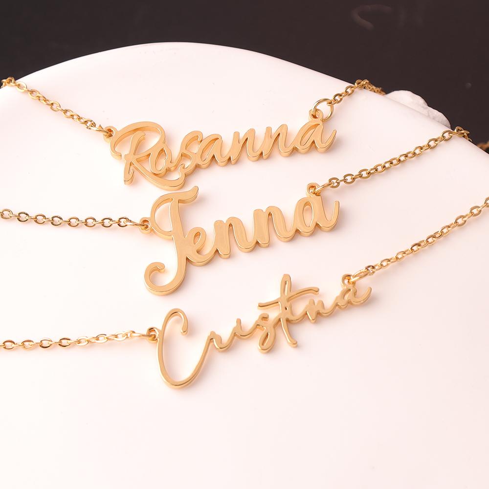 Vlastní náhrdelník pro ženy Personalizovaný přívěsek s kurzívním písmenem Šperky z nerezové oceli Pánský řetízek Choker Obojek Personalizado