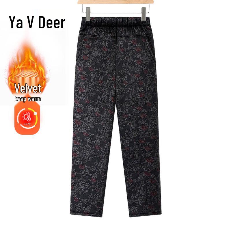 Yalu Women's High-Waisted Fleece-Lined Straight Leg Pants for Seniors