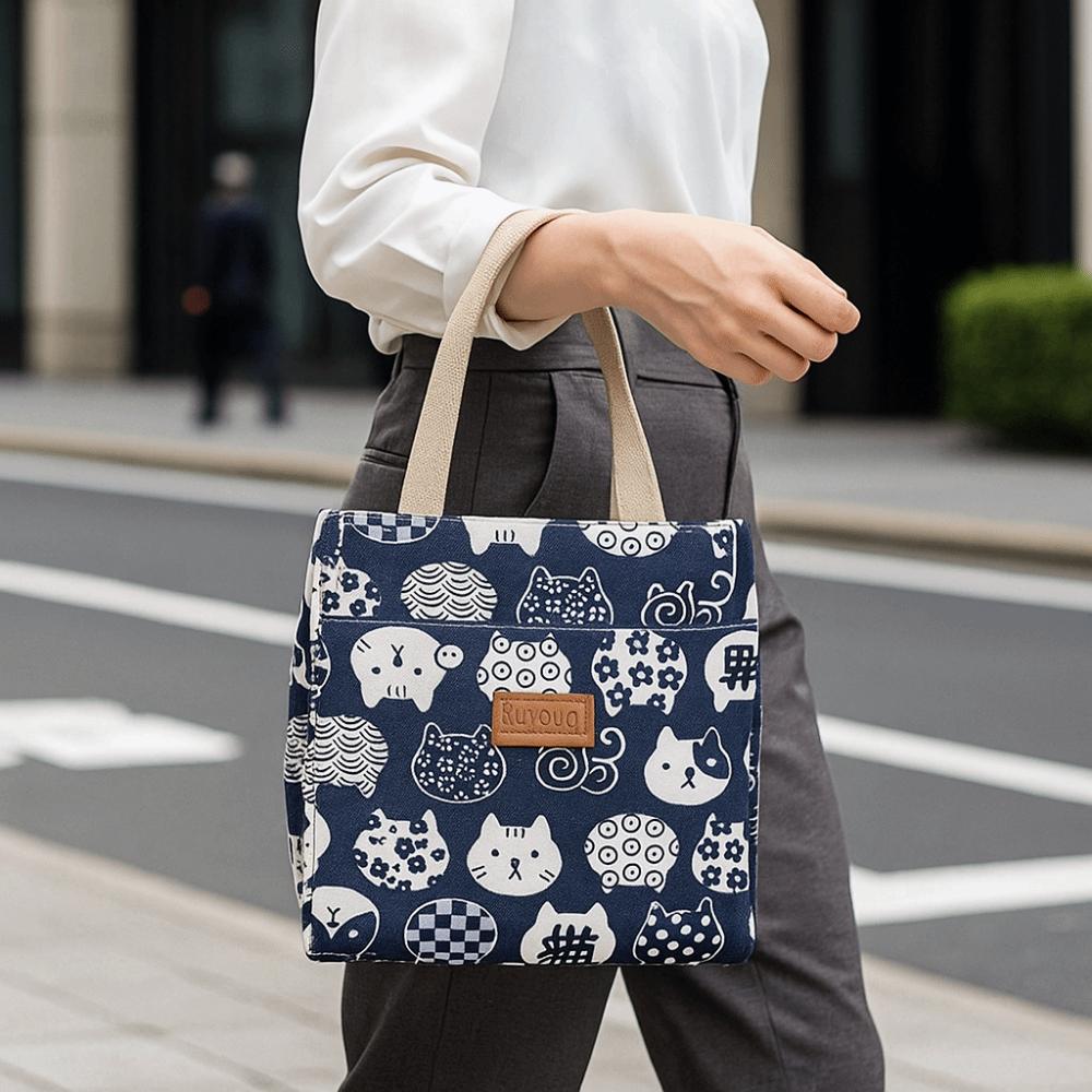 Bedrucktes Design Picknick-Lunchtaschen Isoliert Große Kapazität Lunchtasche Outdoor-Aktivitäten