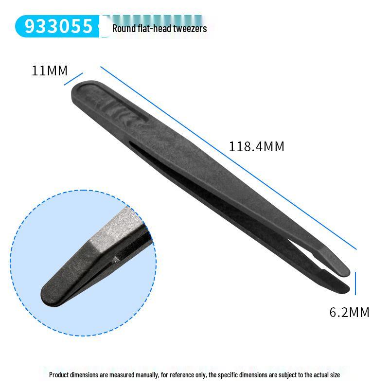 Plastic Anti-Static Tweezers Set: Pointed, Flat, Round, Black & White - Model 93303