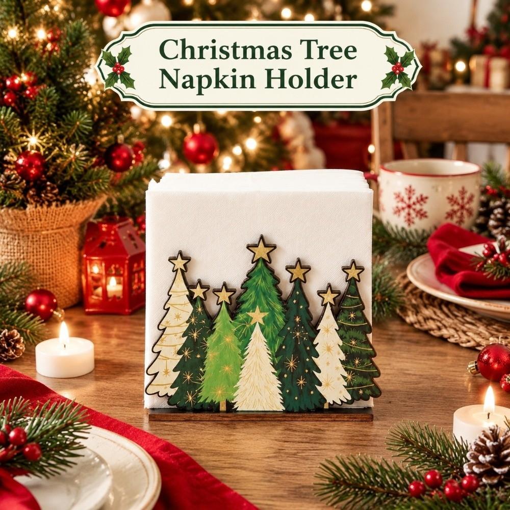 Detachable Desktop Tissue Box Wooden Xmas Paper Holder Paper Towel Rack Dining Room Decor