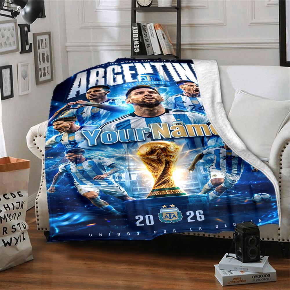 Messi Personalized Name Blanket Throw Customizable Blanket Ultra-Soft Great for Sofa Bed Office Chair Nap Four Seasons Multipurpose