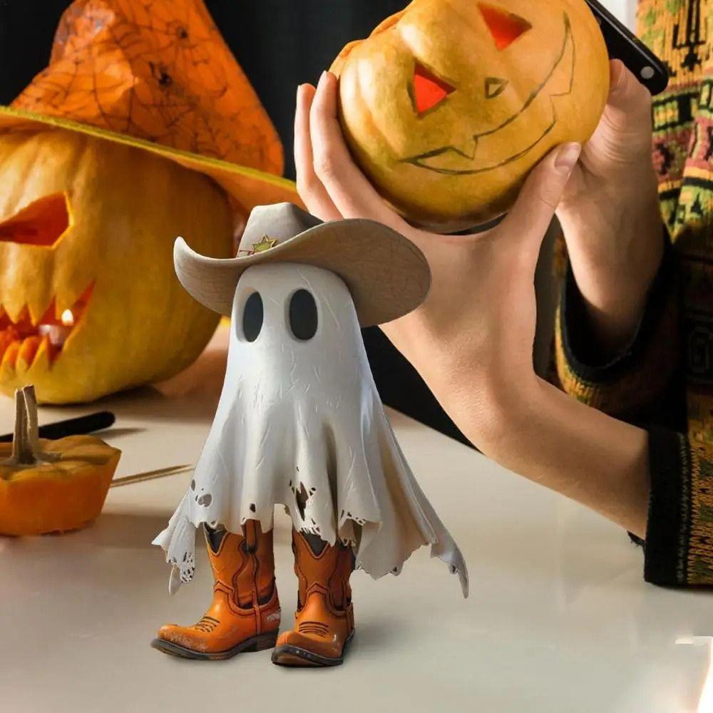 Resin Craft Ghost Figurines Statue Halloween Ghost Ornaments  Home Desktop Small Ornament