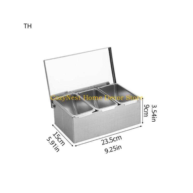 92MF Practical Nonrust Steel Spice Storage Box Multi Section Kitchen Essential For Organized Cooking And Meal Preps