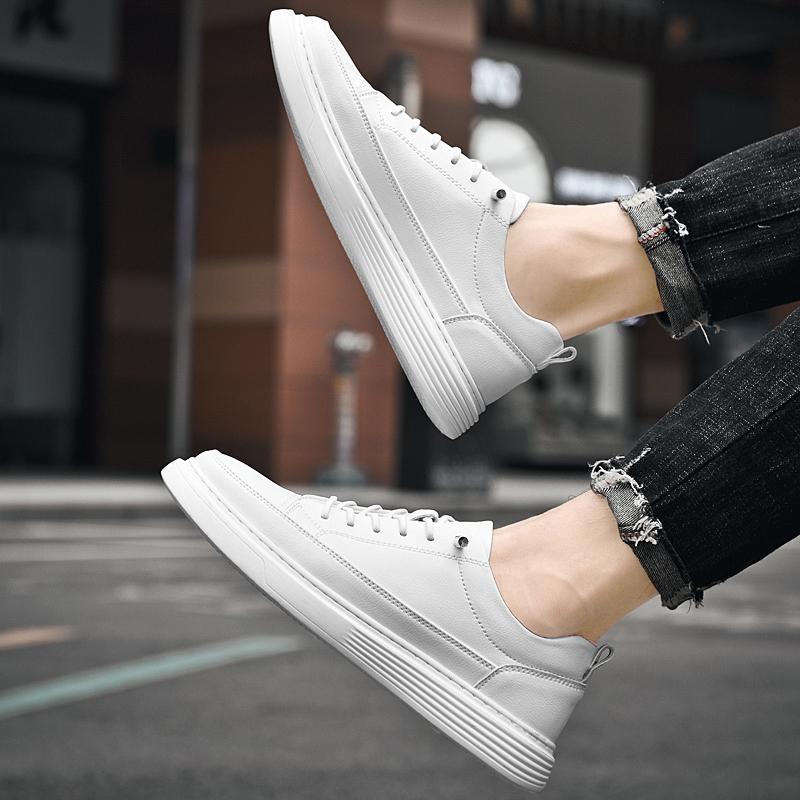 Herrenschuhe aus echtem Leder, bequeme Outdoor-Sneaker, modische Schnürschuhe für den Alltag, 2024 neu, vielseitige modische flache Schuhe