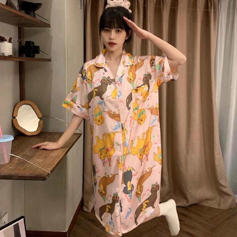 

Классическая винтажная элегантная женская ночная юбка, летняя, прохладная, домашняя, пижамная юбка, стиль Ins Art, модная, повседневная одежда для сна XXL