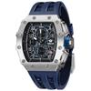 TSAR BOMBA Skeleton Mechanical Automatic Watch with Ceramic Japanese Tonneau Silicone 50M Water Luminous Luxury Watch for and Casual Wear Men's