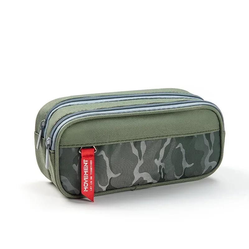 Camouflage Double Layer Pencil Case Boys High School Students Stationery Bag Simple Pencil Storage Pen Box