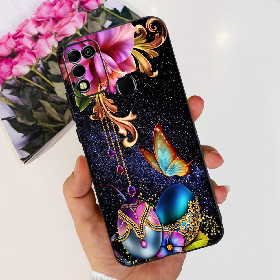 For Infinix Hot 11 Play 6.82" Soft Silicone Phone Cases For Infinix Hot 11 Play 11play 10Play Cover Luxury Flowers Funda Capa