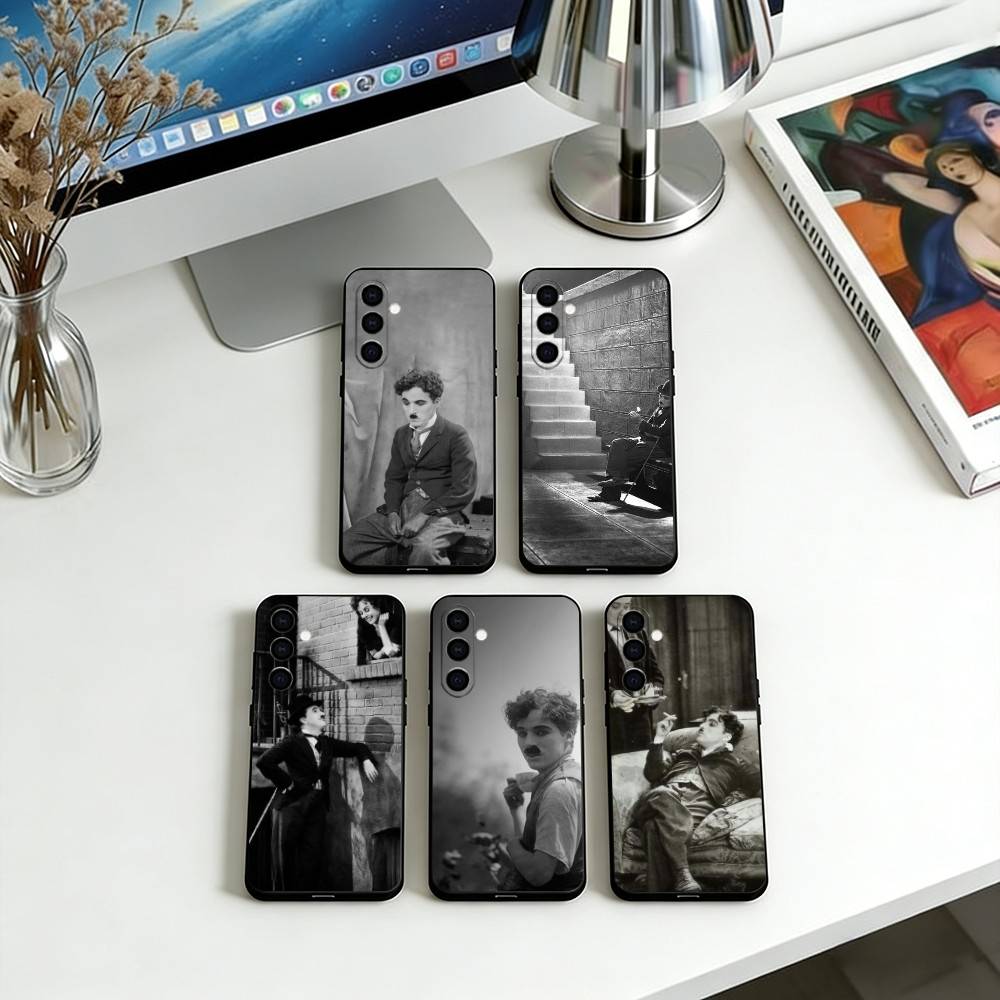 Charlie Chaplin Phone Case Soft black For Samsung Galaxy A73,A72,A71,A70,A53,A52,A51