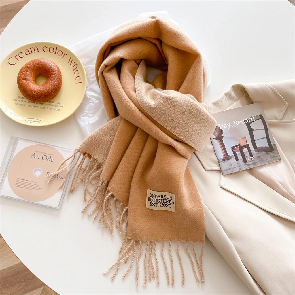 Solid Winter Scarf Women Cashmere Warm Pashmina Female Scarves Long Blanket Thick Soft Tassel Shawls Wraps Echarpe Stoles