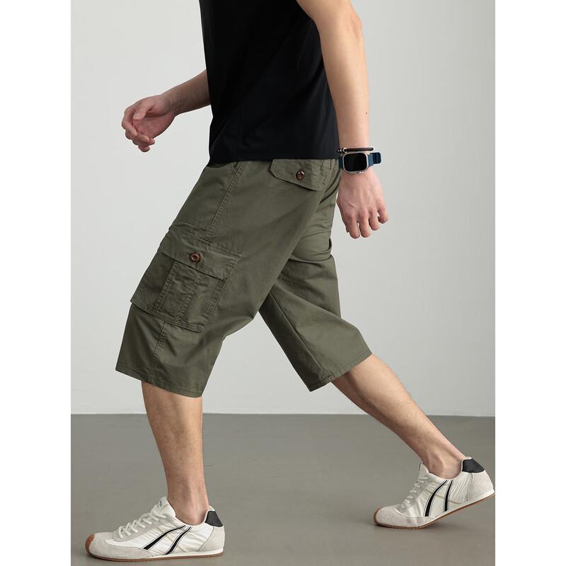 Hengyuanxiang Men's Pure Cotton Loose Fit Casual Workwear Shorts