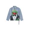 Li Ning X Disney Muppets Comet Collection Cartoon Print Washed Denim Jacket Men Jacket Light-Blue AJDR419-2