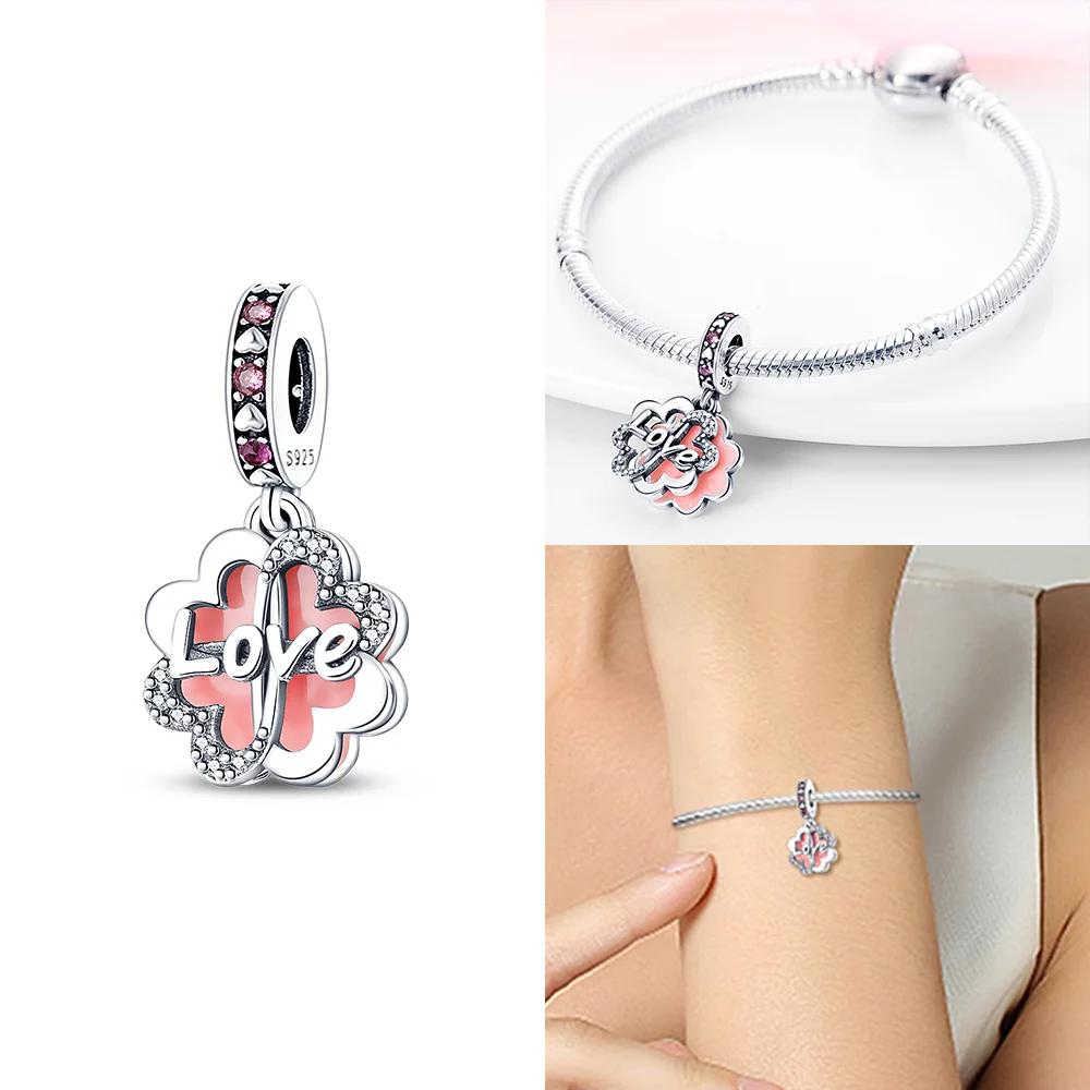 Oryginalne Miedziane Cyrkoniowe Koraliki w Kształcie Serca Kolorowy Kwiatek Kokarda Zawieszka Charms Pasuje do Bransoletki Naszyjnika DIY Wykwintna Biżuteria Prezent
