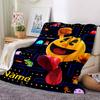 Custom Name Pac-Man Theme Printed Blanket - Perfect for Couch, Bed, Travel & Outdoor Use | Machine Washable, Cozy & Durable.
