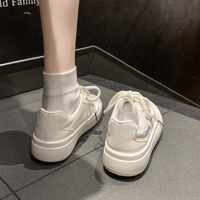 Platform White Shoes Women's Spring New Versatile Stars Sports and Leisure Board Shoes Tide