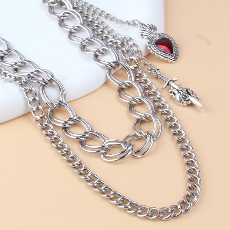 Heart Charm Jeans Chain for Women Men Decorative Waist Chain Wallet Chain Multilayer Metal Hiphop Chain for Street Wear
