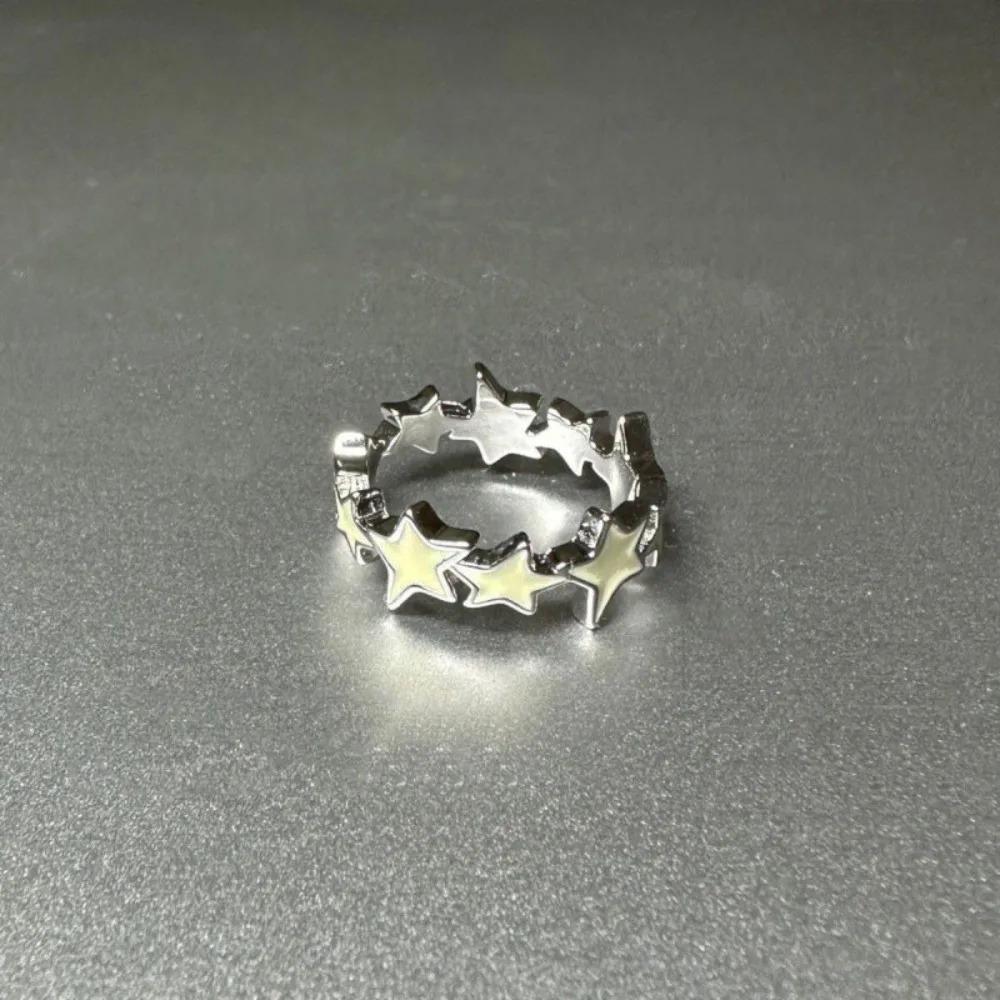 

Oil Drip Sky Blue Star Heart Geometric Ring Y2K Jewelry Accessories Europe Korean Style Open Ring Alloy Finger Buckle Decoration