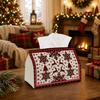 1pc Rustic Nordic Winter Tissue Box - Multi-Functional Christmas Napkin Dispenser, Made of Durable Polyester, Decorated with Symmetrical Reindeer Snow