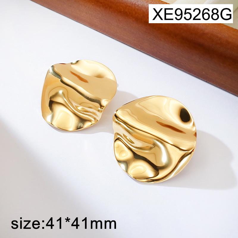 18K Gold Stainless Steel Geometric Earrings: Fashionable, Versatile, Luxury Studs for Women