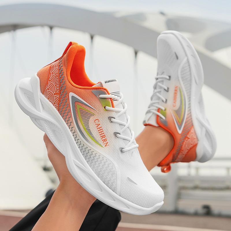 Fashion Gradient Fashion Running Shoes for Men, Large-sized Outdoor Sports Casual Lace-up Soft-soled and Breathable Sports Shoes