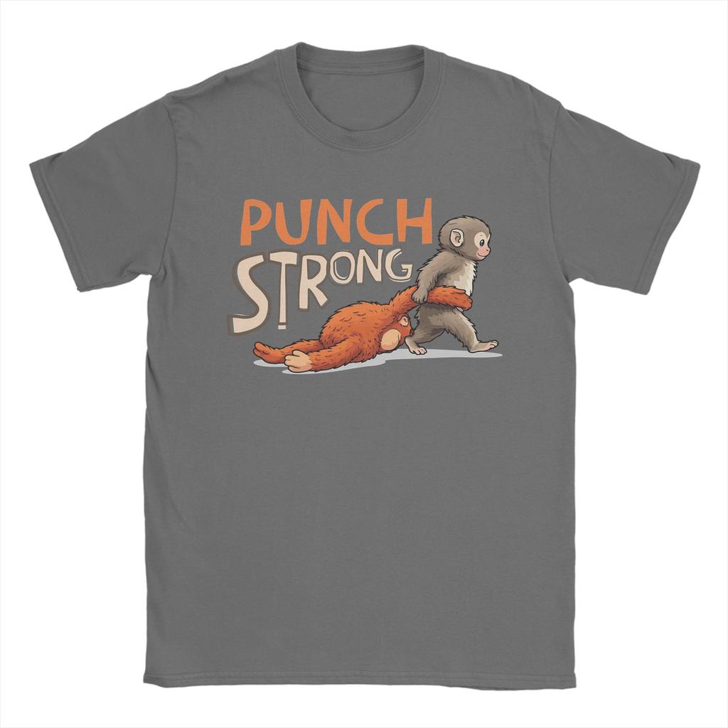 Unisex TShirt Baby Monkey Punch Strong Funny Cotton Tees Short Sleeve T Shirts Round Collar Clothing Printed