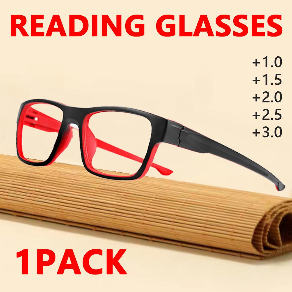 Blue Light Blocking Plastic Reading Glasses Rectangular Anti-Fatigue Presbyopic +1.0 to +3.0 Power Reading Glasses for Clear Vis
