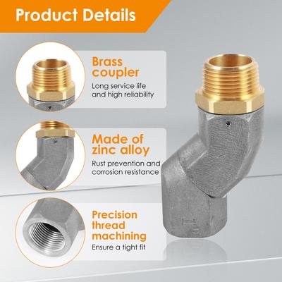 Fuel Hose Swivel 3/4 Inch NPT 360 Rotating Fuel Transfer Hose Swivel Zinc Alloy Fuel Hose Swivel Fitting Rustproof Fuel