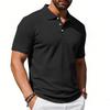 Men's Short Sleeve Polo Shirt with Textured Pattern Classic Fit Button Down Collar Lightweight Casual Top