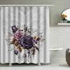 Gothic Halloween Shower Curtain With Spidersweb Design In Purple Rose Color For Bathroom Decoration 3D Printed Polyester Fabric