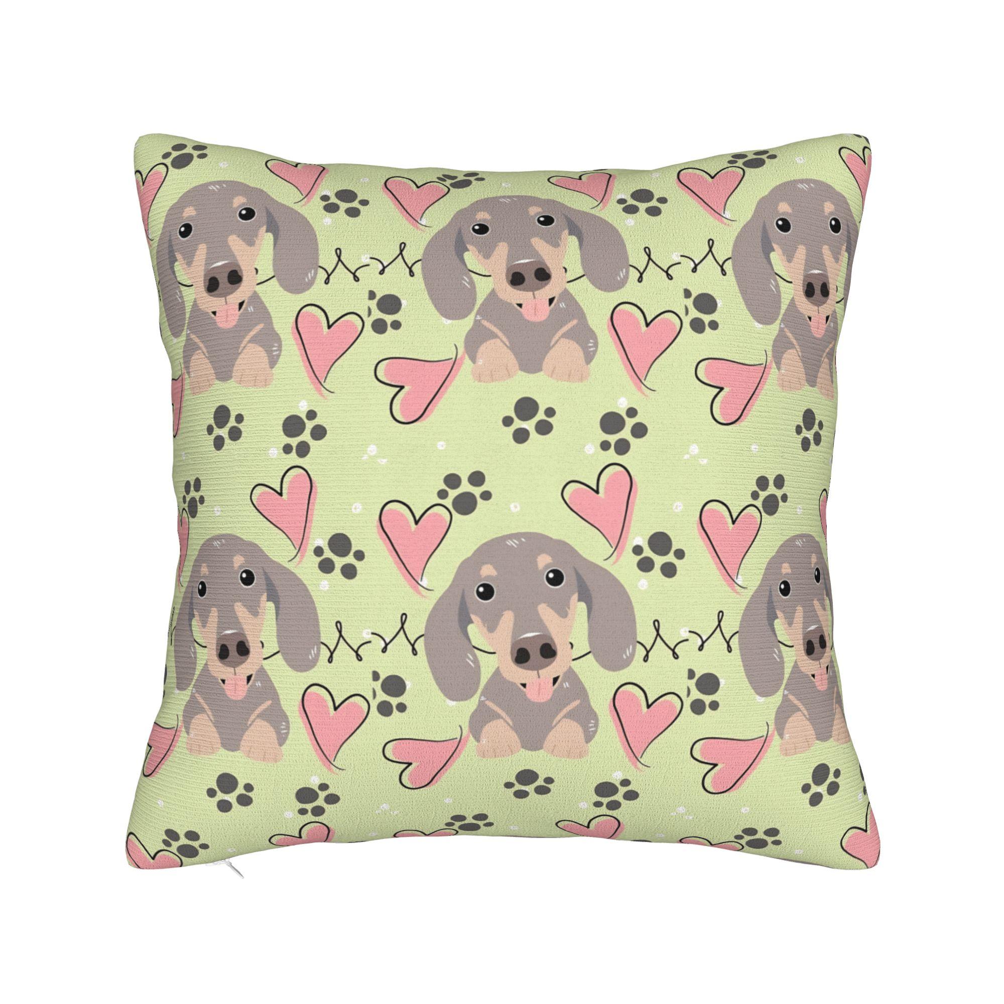 Off to Cause A Kerfuffle Dachshund Cute Eyes Pillow Case  Vintage Pillow Cover Square Pillowcases For Sofa Bedroom Home Decor 30x30CM(12x12in)