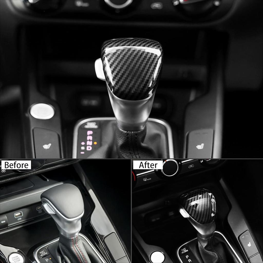 Carbon Fiber Style ABS Car Gear Shift Knob Cover Trim - Shifter Lever Handle Protective Sticker - Compatible with Kia Telluride 2020-2025, Sorento