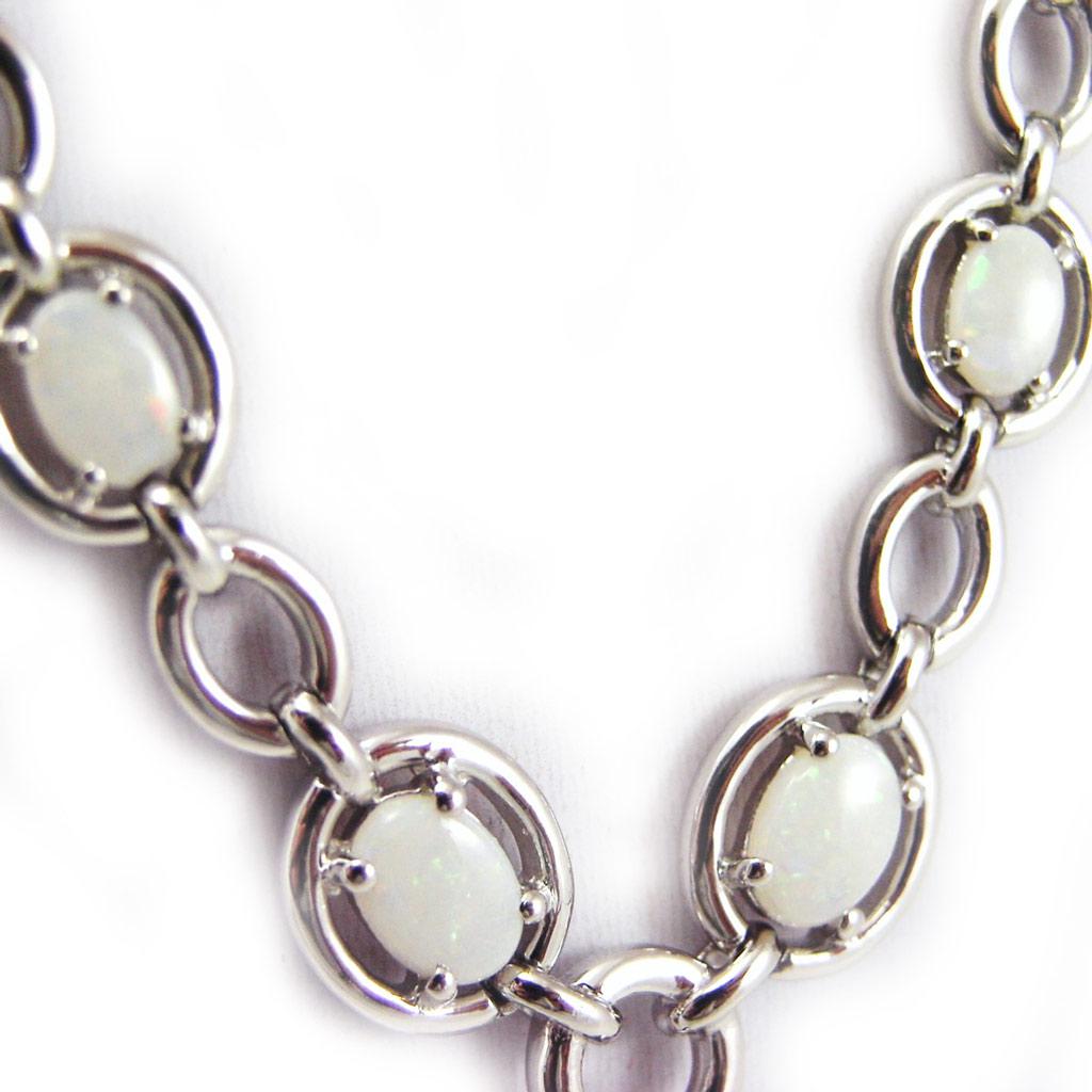 Les Trésors De Lily [G0800] - Silberkette 'Opal Goddess' weiß versilbert (rhodiniert) - 75x20 mm