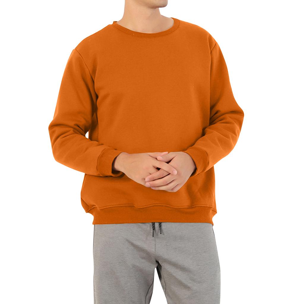 Men's Solid Color Plus Velvet Round Neck Sweatshirt Men's Sports Large Size Casual Round Neck Sweatshirt