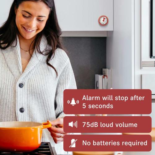 Dretec Dial Timer, Analog Timer, Kitchen, Retro, Cute, Study, Cooking, Loud Volume, Magnetic, Auto Shut-Off, Up to 60 Minutes, Red