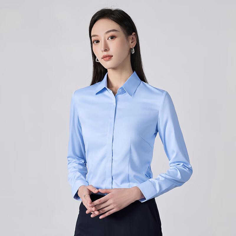 Teloman Women's Long-Sleeve Lapel Business Blouse