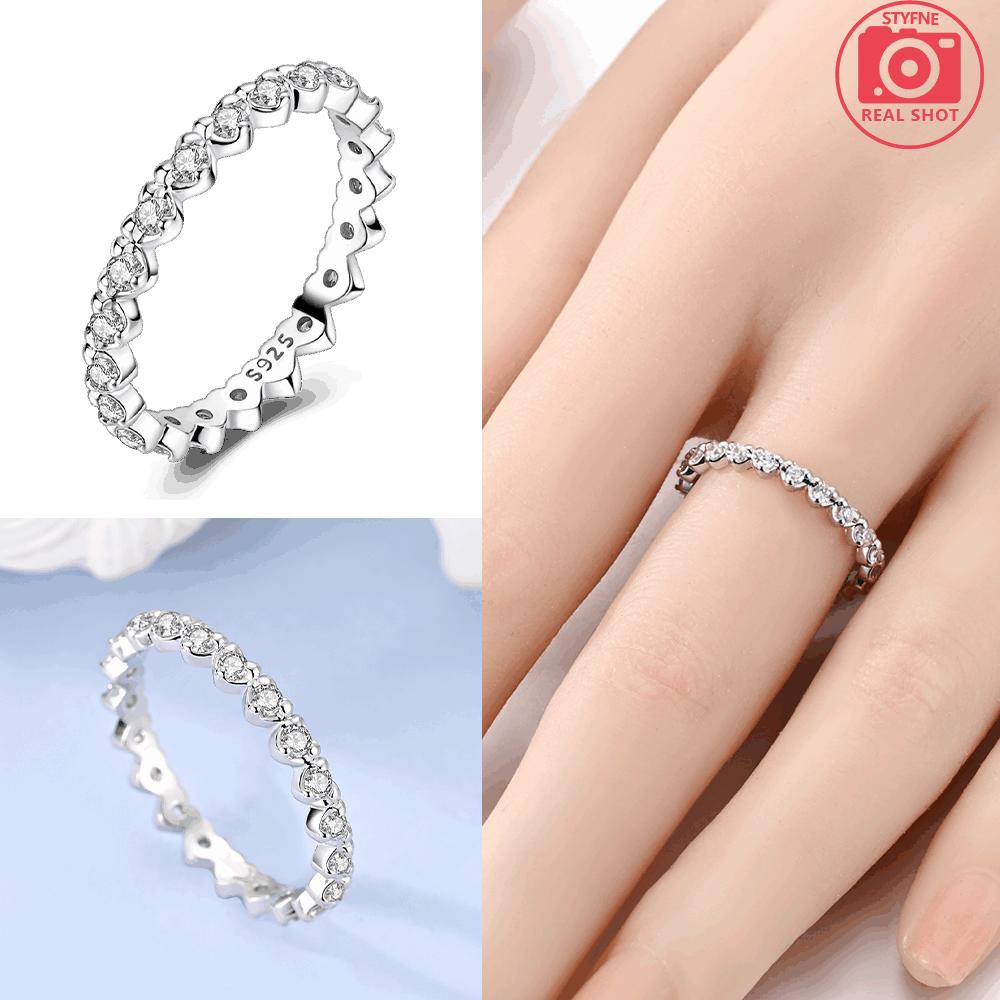 

Authentic copper White Zircon Ring Three Dimensional Heart Ring Woman Unlimited Love Couple Ring Valentine Day Gift Accessory 8