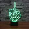 Middle Hand Skull Finger 7 Color Acrylic Led Night Light Touch Control Decorate