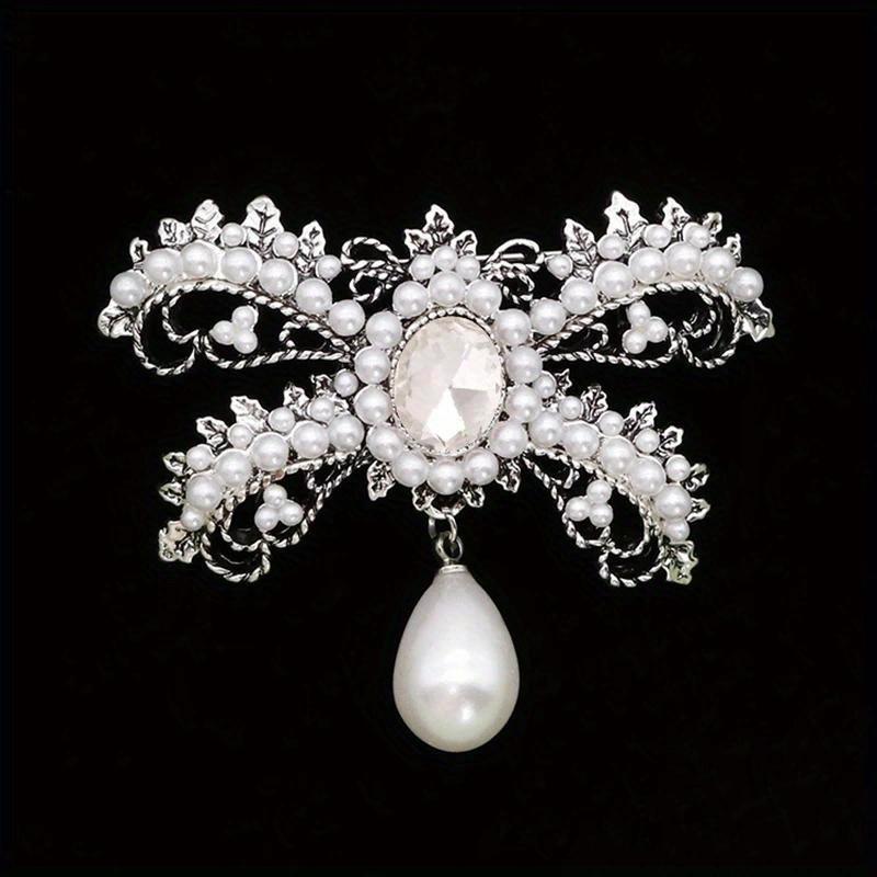 SKEDS Women Girls Elegnat High-end Flower Pearl Crystal Brooch Pin Fashion Exquisite Party Banquet Badges Corsages For Lady