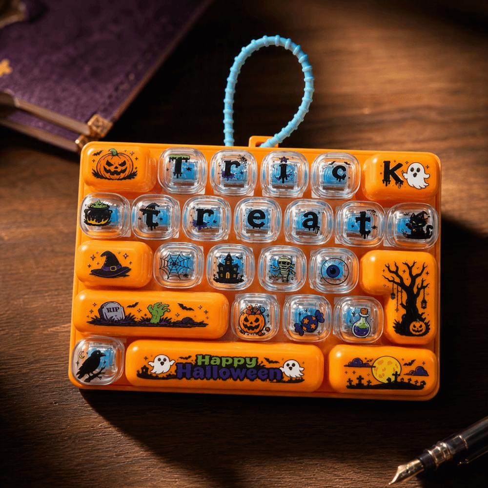 26 Key Decompression Button Toy Cute Design Halloween Keyboard Keychain Popular Pendant