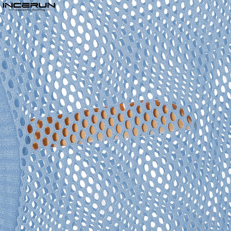 INCERUN Herren Ärmellos Mesh Durchsichtig Party Club Tanktops