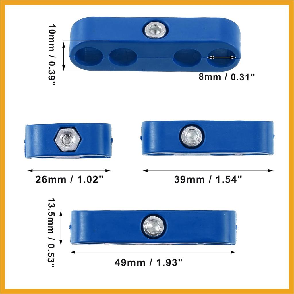 2 Conjuntos 8mm Separadores de Cabos de Vela de Ignição de Motor de Carro Organizador de Divisória Grampo Plástico Azul Peça de Reposição