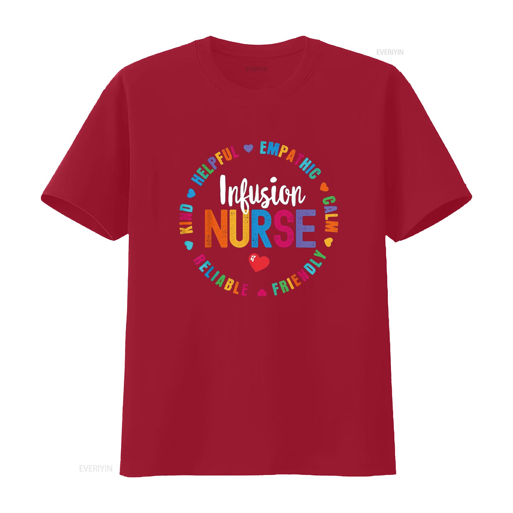 Infusion Nurse Certified Registered Squad T Shirt vintage Washed Top For Everyday Wear fashion Stretched Casual Breathable S