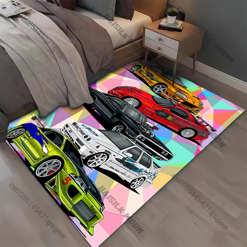 Retro sports car Printed Area Rug,Carpet for Home LivingRoom Bedroom Sofa Doormat Kitchen Decor,Non-slip Floor Mat