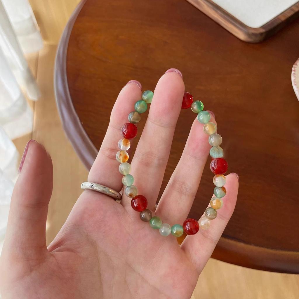 Chinese Peacock Agate Retro Jade Beaded Bracelet - High-End Ethnic Design
