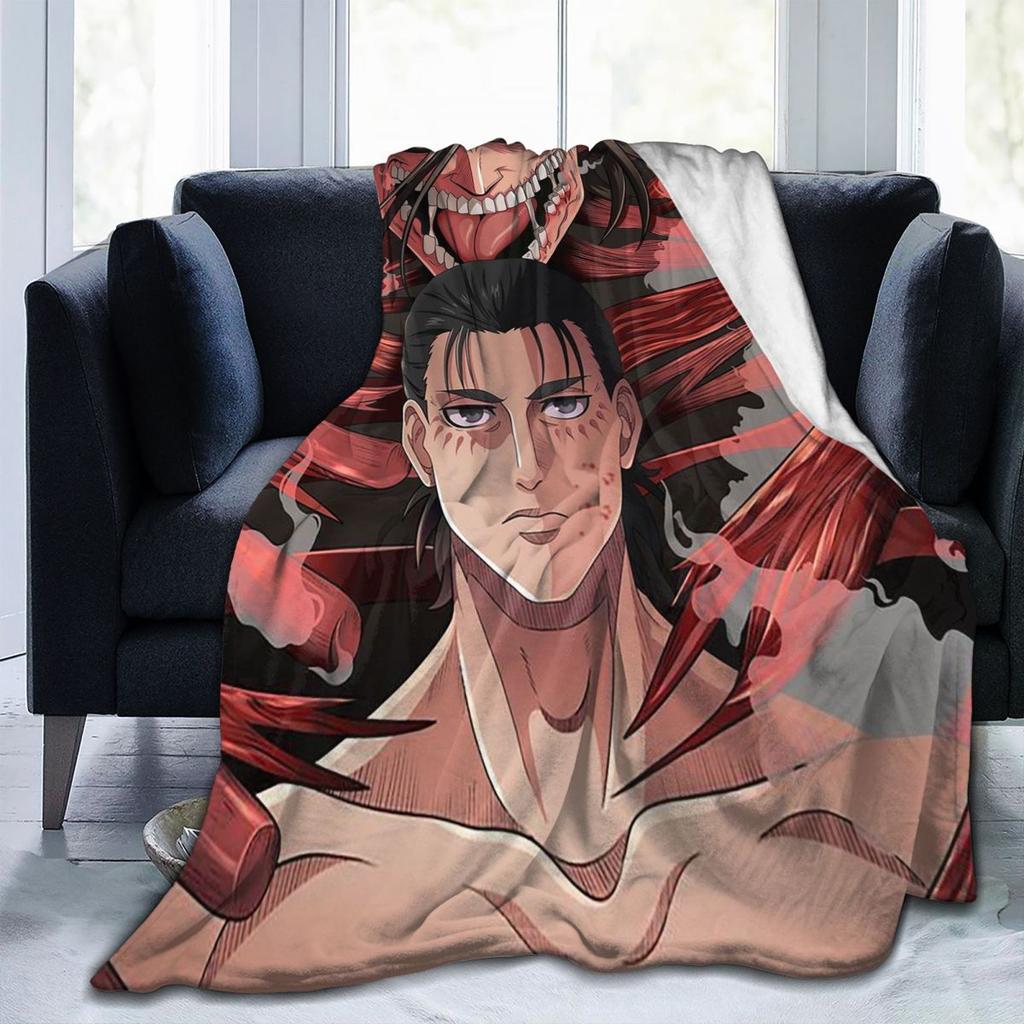 Attack On Titan Eren Yeager  Blanket Flannel Sofa Throw Blanket Breathable for Home Bedroom Travel Throws Bedspread Quilt