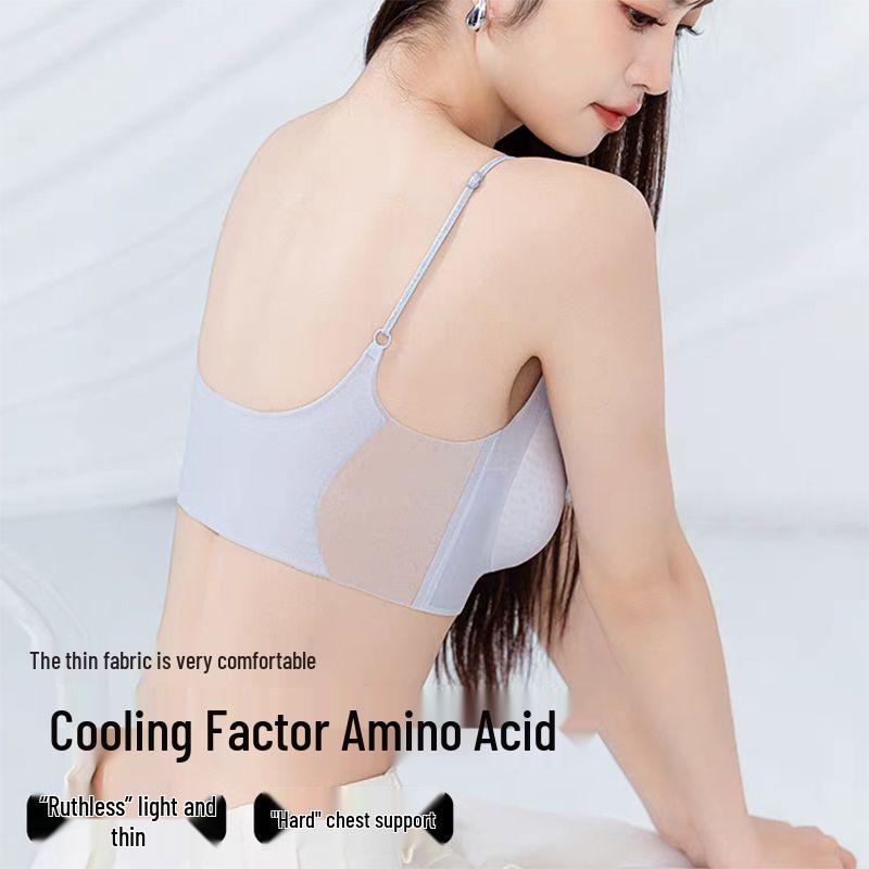 Women's Seamless Push-Up Strappy Bandeau Vest - Super Thin, Breathable Cooling Bra for Small Chests