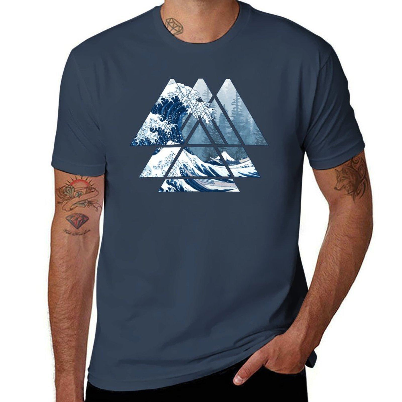 

The Great Sacred Geometry Triangles Misty Forest Wave TShirt Lightweight Hiking TShirt S